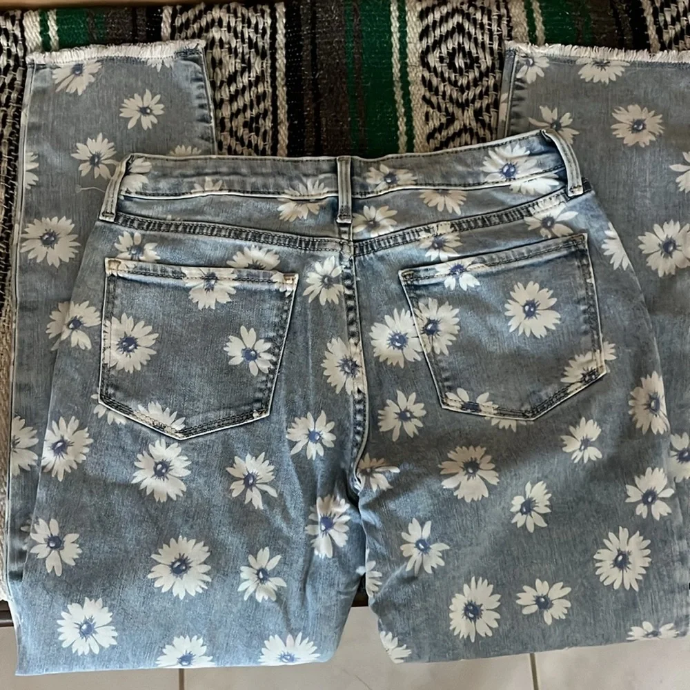 GAP KIDS Floral Blue Jeans super skinny ankle fit size 14